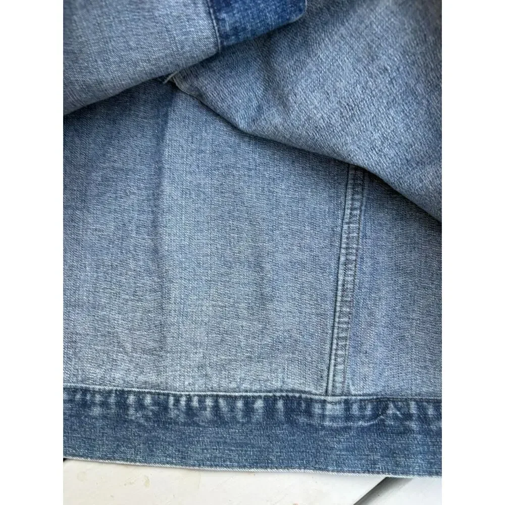 MC ORVIS Denim Trucker Jacket Mens XXL 58 Blue Button Front Faded Jean Coat